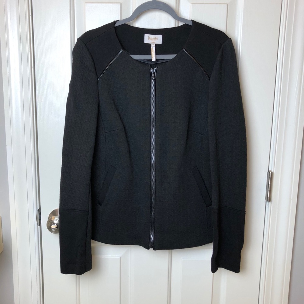Laundry by Shelli Segal Black Zippered Jacket